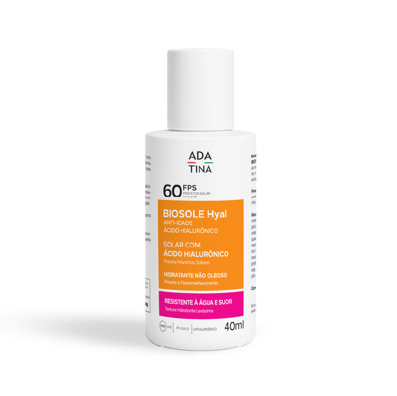 Protetor Solar 12HS Facial Fluido Anti-Idade 2x Mais Ácido Hialurônico Biosole Hyal FPS 60 - 40ml