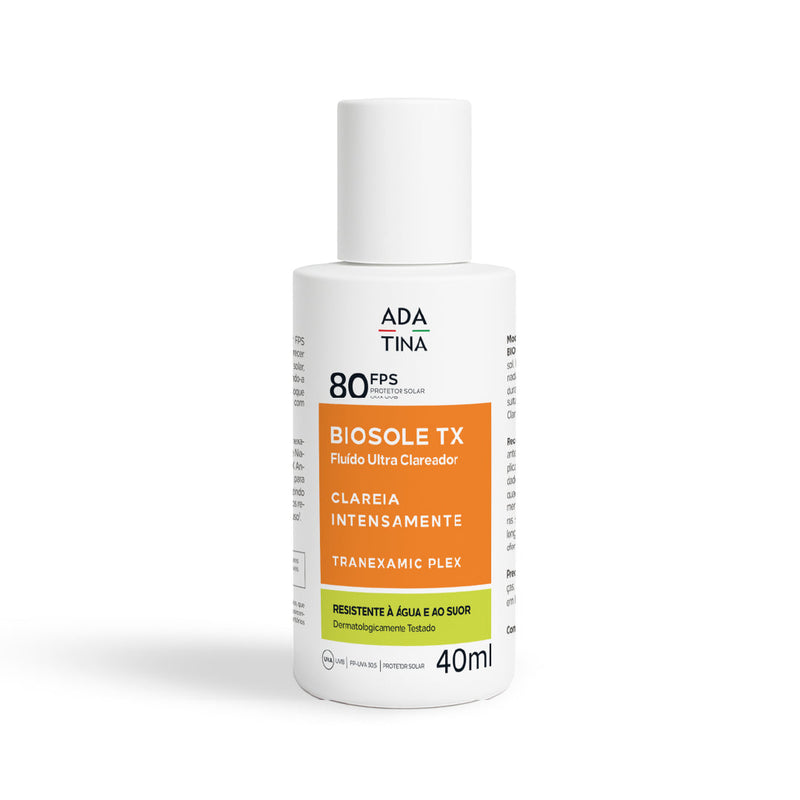 Protetor Solar Fluido 12HS Facial com Ácido Tranexâmico Para Pele com Manchas e Melasma - Biosole TX FPS 80 40ml