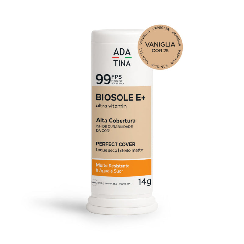 Protetor Solar Facial 12HS Stick com Cor Toque Seco - Biosole E Plus Ultra Vitamin FPS 99 14g