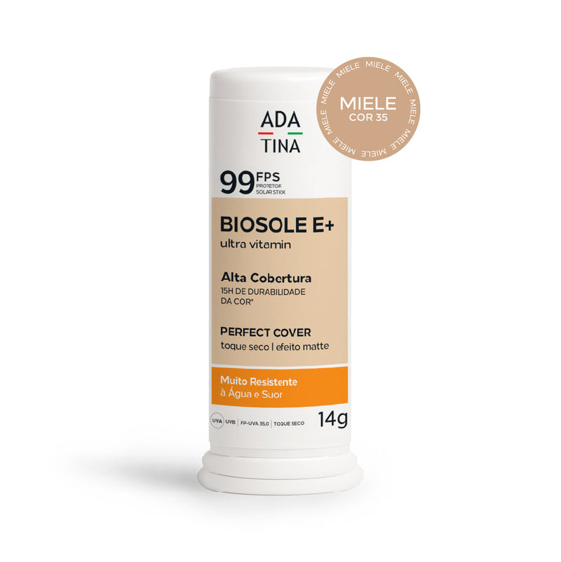Protetor Solar Facial 12HS Stick com Cor Toque Seco - Biosole E Plus Ultra Vitamin FPS 99 14g