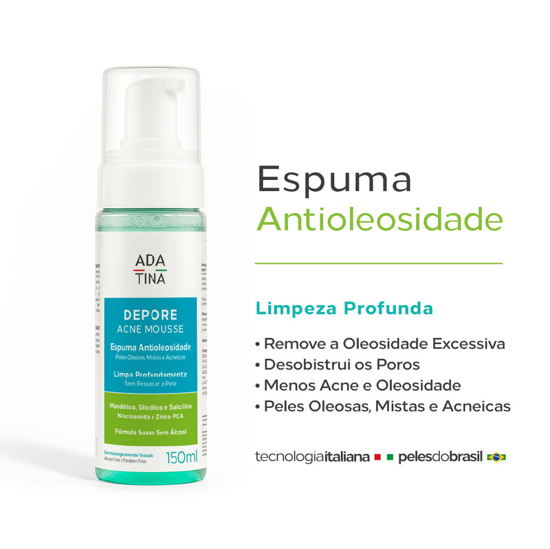 Espuma de Limpeza para Pele Oleosa Acneica e com Poros Abertos – Depore Acne Mousse 150ml