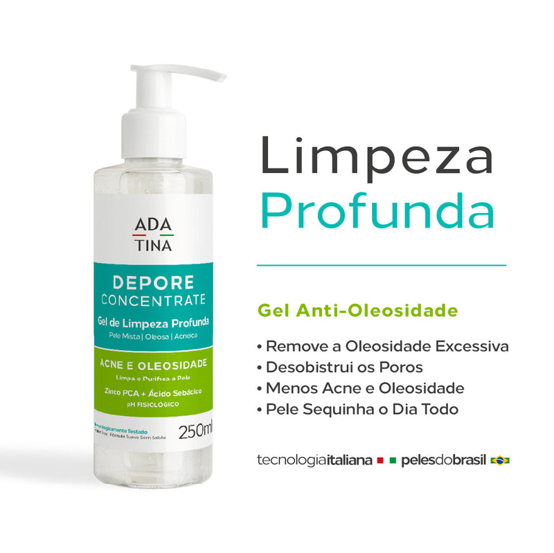 Gel de Limpeza Facial Antioleosidade com Zinco PCA e Ácido Sebácico – Depore Concentrate 250ml