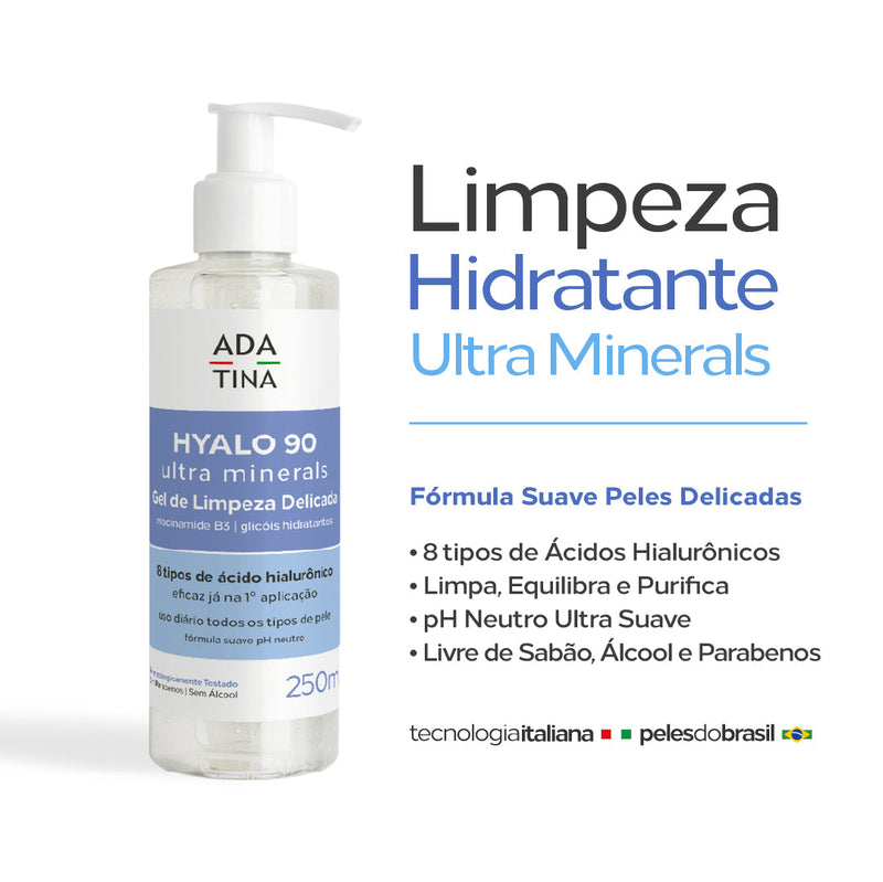 Gel de Limpeza Facial Hidratante Para Todos os Tipos de Pele – Hyalo 90 Ultra Minerals 250ml
