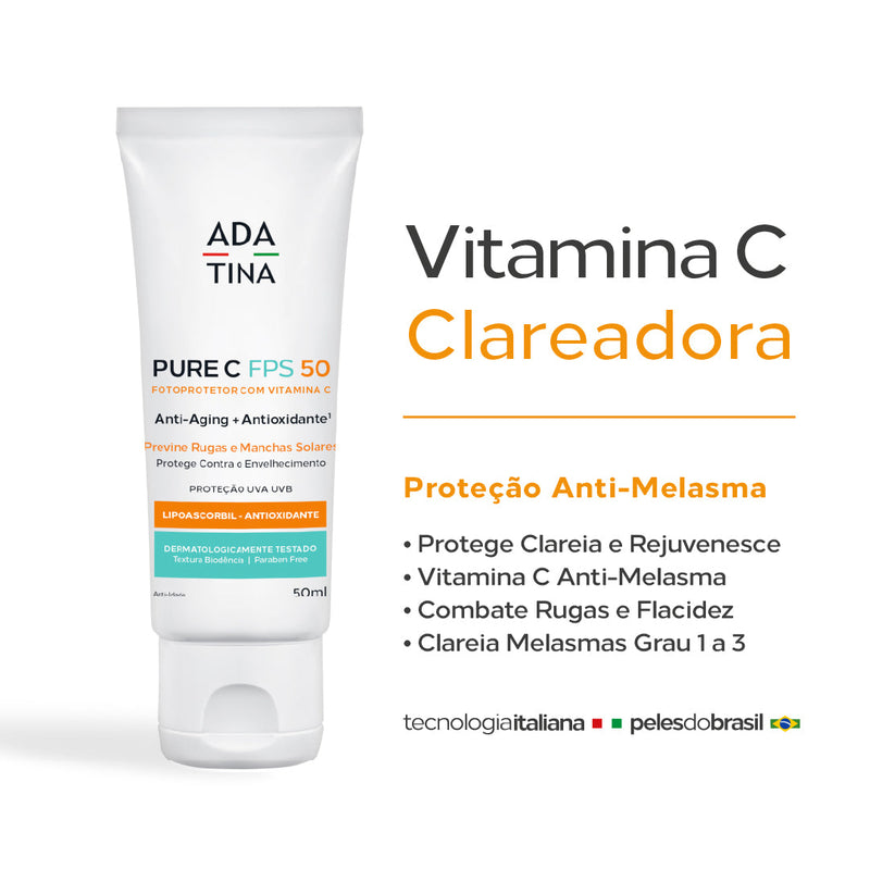 Protetor Solar com Vitamina C e Niacinamida Clareadora - Pure C FPS 50 50ml