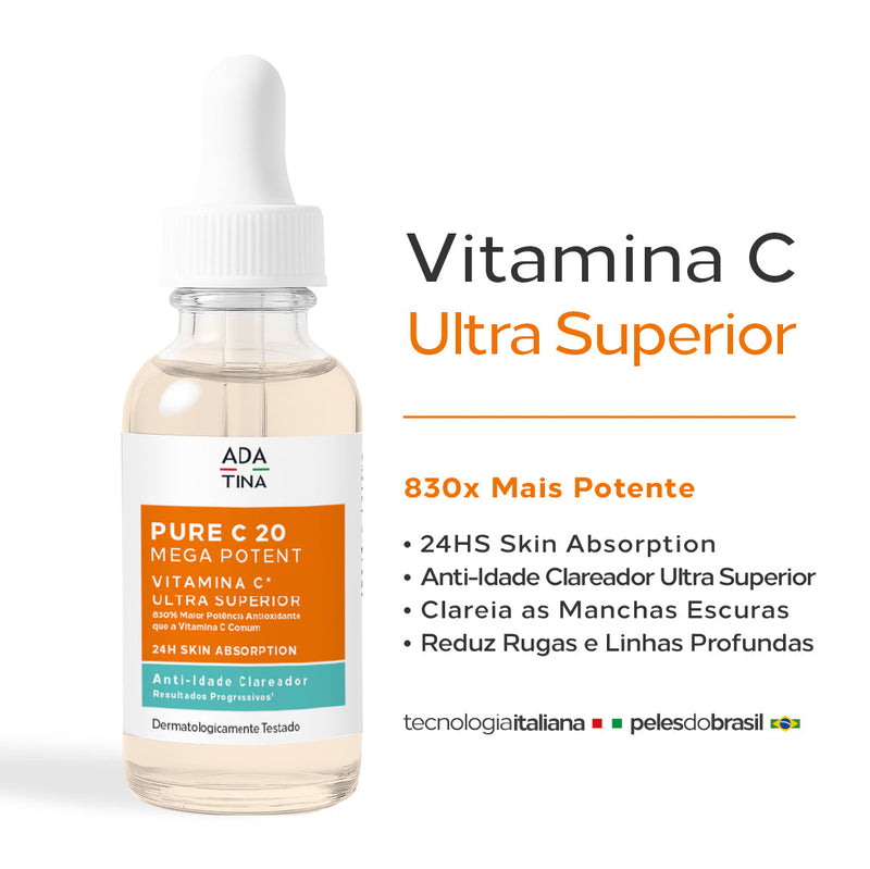 Sérum Anti-Idade Clareador de Alta Performance com Vitamina C – Pure C 20 Mega Potent 30ml