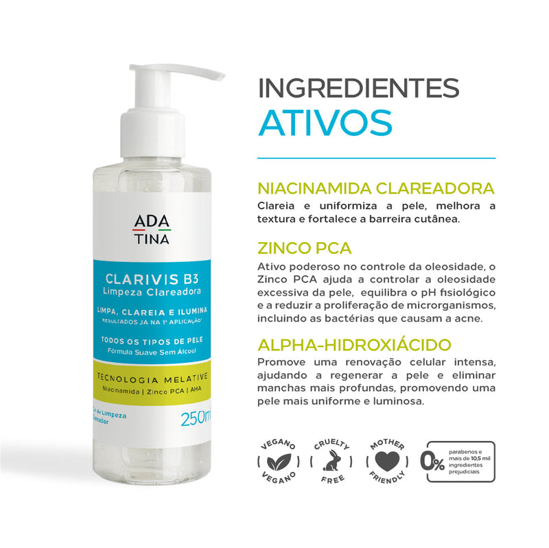 Gel de Limpeza Clareador Concentrado - Clarivis B3 250ml