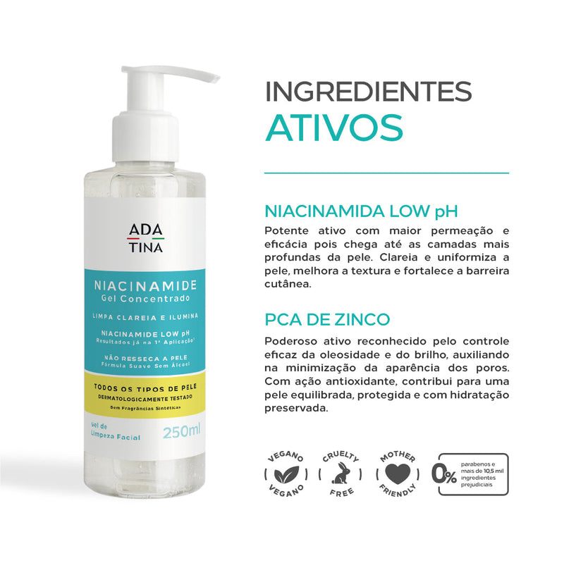 Gel de limpeza Facial Clareador - Niacinamide Gel Concentrado 250ml