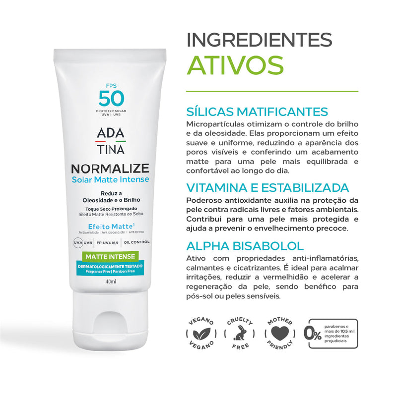Protetor Solar 12HS Para Pele Oleosa - Normalize Matte Intense FPS 50 40ml