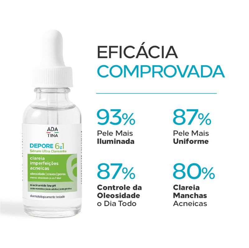 Sérum Clareador com Niacinamida e Ácidos para Pele Oleosa – Depore 6 in 1 Sérum Ultra Clareante 30ml