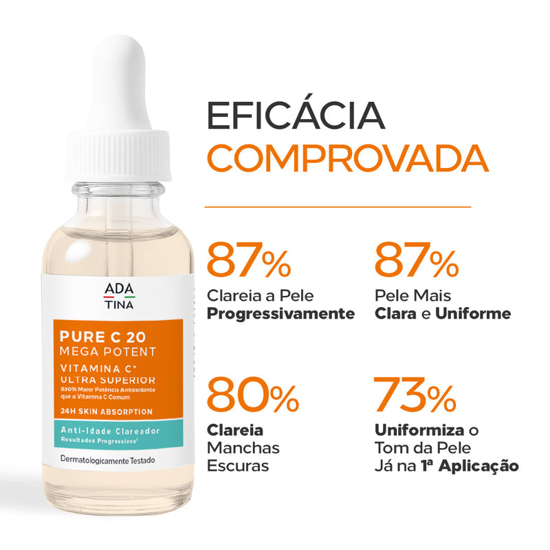Sérum Anti-Idade Clareador de Alta Performance com Vitamina C – Pure C 20 Mega Potent 30ml