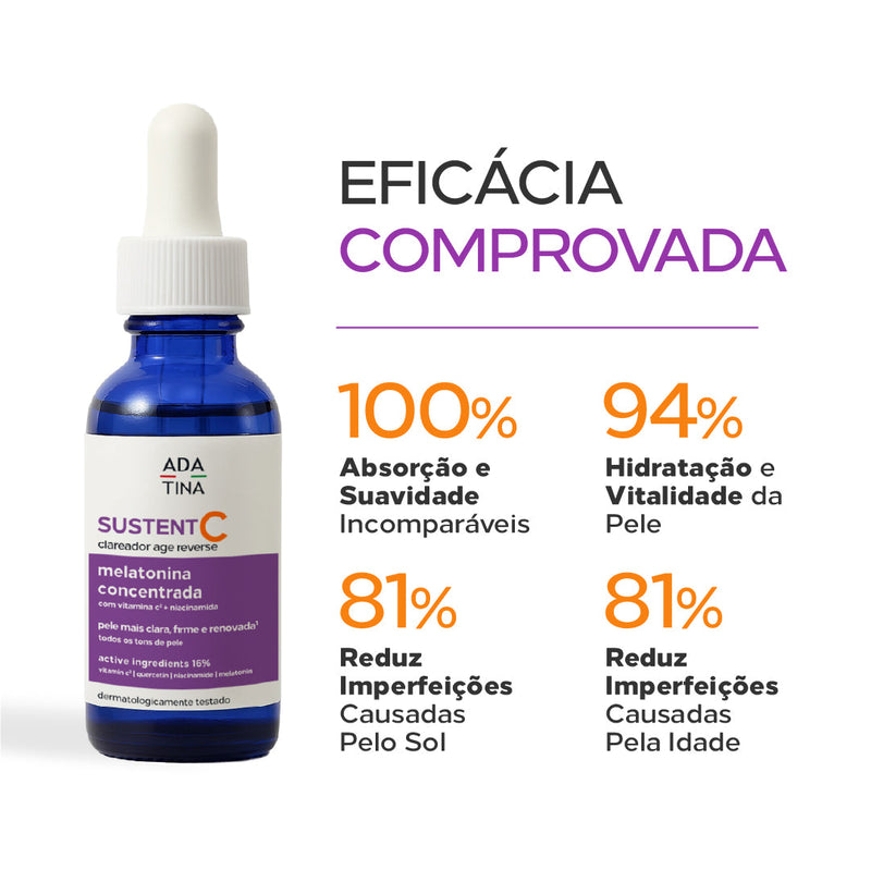 Sérum Clareador Anti-Idade com Melatonina e Vitamina C - Sustent C Clareador Age Reverse 30ml