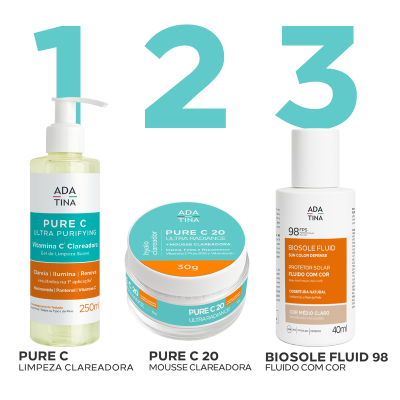 Protetor Solar Facial 12HS com Cor Cobertura Natural e Toque Seco - Biosole Fluido FPS 98 40ml