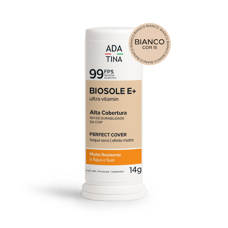 Protetor Solar Facial 12HS Stick com Cor Toque Seco - Biosole E Plus Ultra Vitamin FPS 99 14g