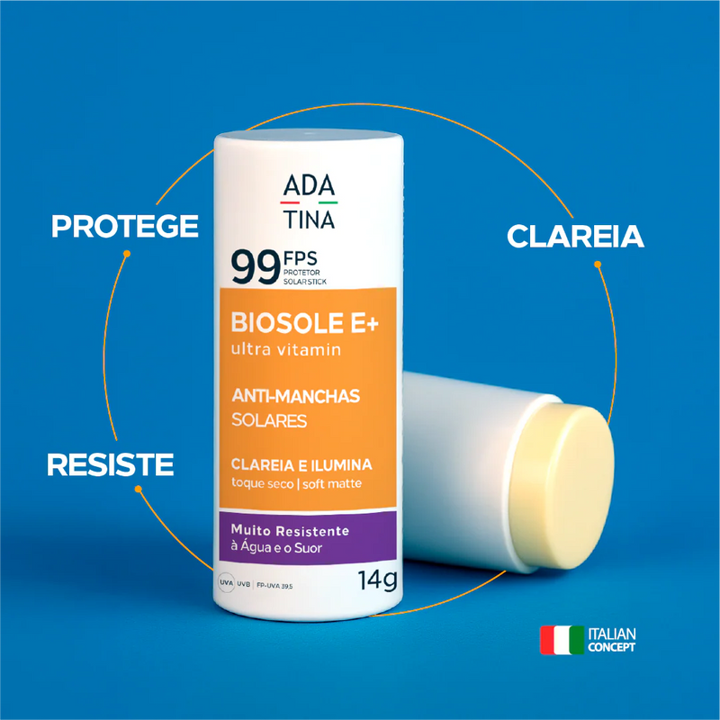 Protetor Solar Facial Stick Clareador 12HS – Biosole E Plus Ultra Vitamin FPS 99