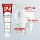 Super Creme Dental Clareador com Probióticos SP-6 100g - Fortalece a Microbiota Oral, Clareia os Dentes e Refresca