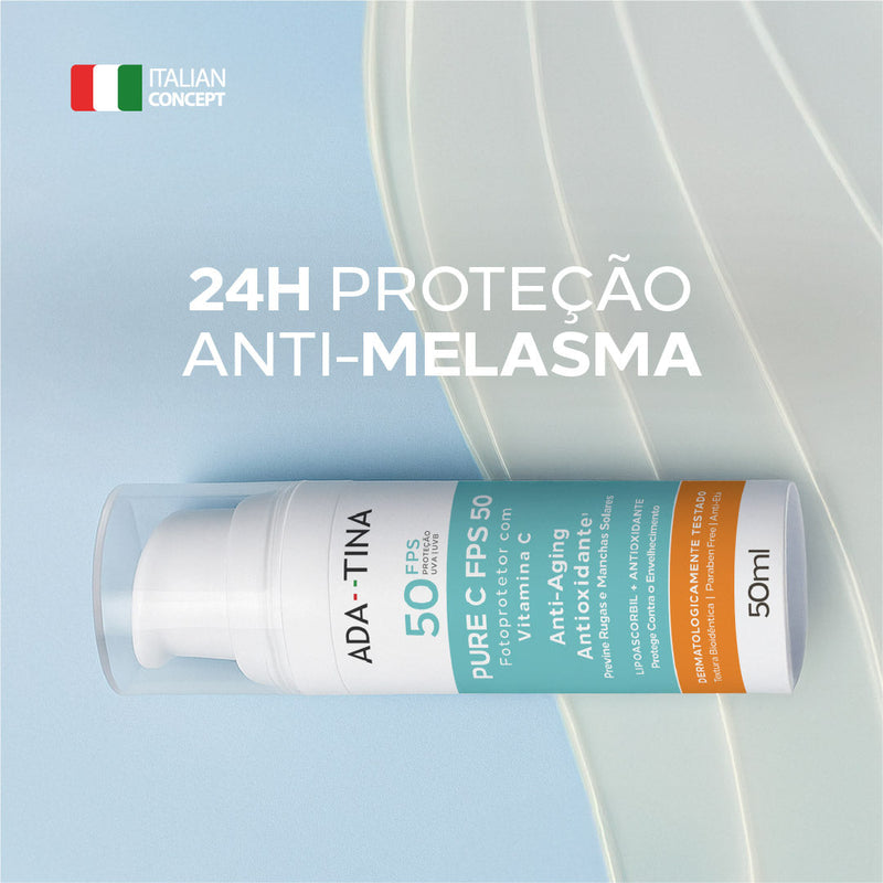 Protetor Solar 12HS Profissional Clareador Anti-Idade com Vitamina C – Pure C FPS 50 50ml